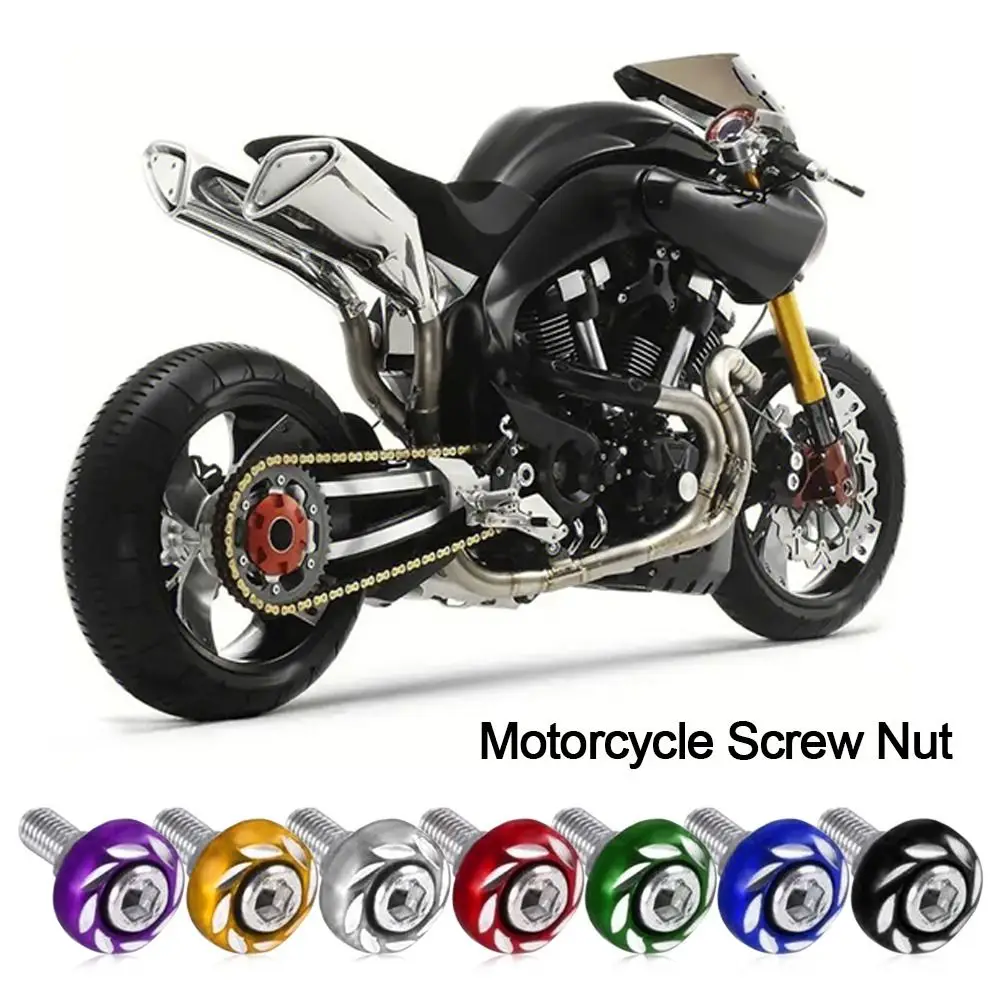 Alloy Motorcycle Screw Nut Portable Cover Shell Universal License Plate Screw 7Colors Coverset Motorcycle Color Plate Screw