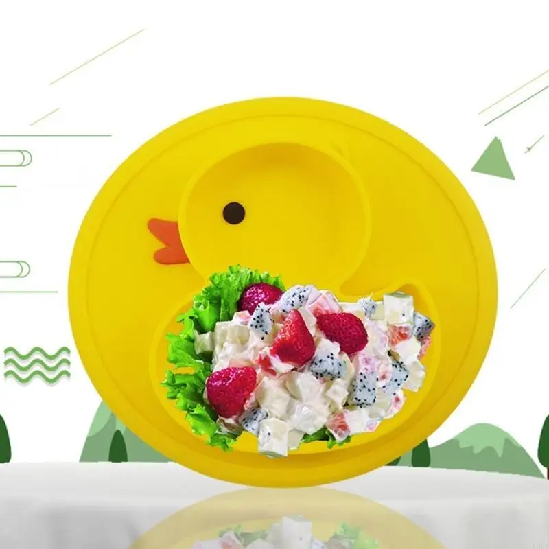 Bát silicon 2 ngăn cho bé tập đi Bát đĩa chống trượt Máy rửa chén an toàn L8RB