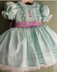Baby Girl Summer Light Green Embroidery Turkish Vintage Lolita Princess Ball Gown Dress for Birthday Holiday Casual Eid  B158