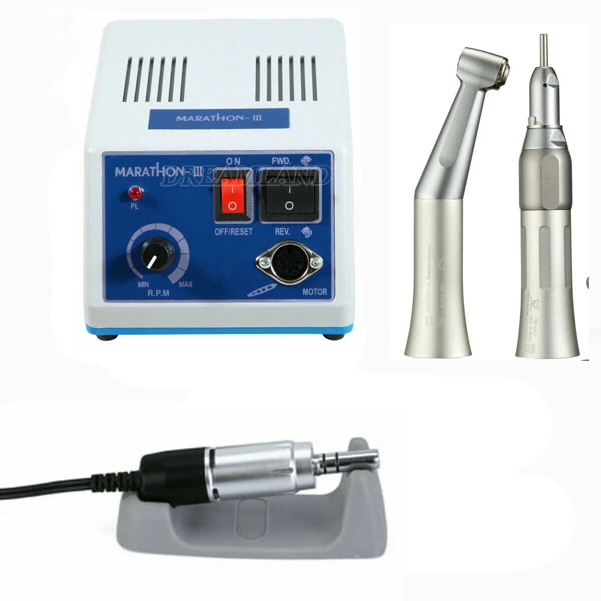 Dental Lab Marathon Electric Polisher N3 Machine/35K RPM Micro motor/Nsk Style Low Straight/Contra AngleHandpiece+10 Drill Burs