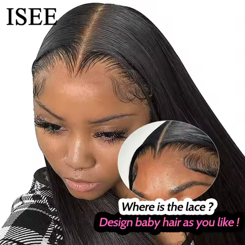 ISEE Hair Glueless Wigs Human Hair Ready To Wear Straight Glueless Preplucked Wear And Go Wigs 7x5HD Lace Front Wigs PreCut Lace - Image 6