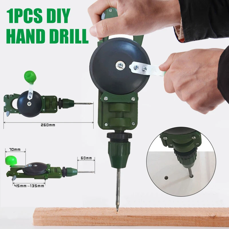 DIY Enthusiast Hand Drill Manual Rotation Tool for Wood Plastic Crafting Home Workshop Portable Drilling Equipment Durable