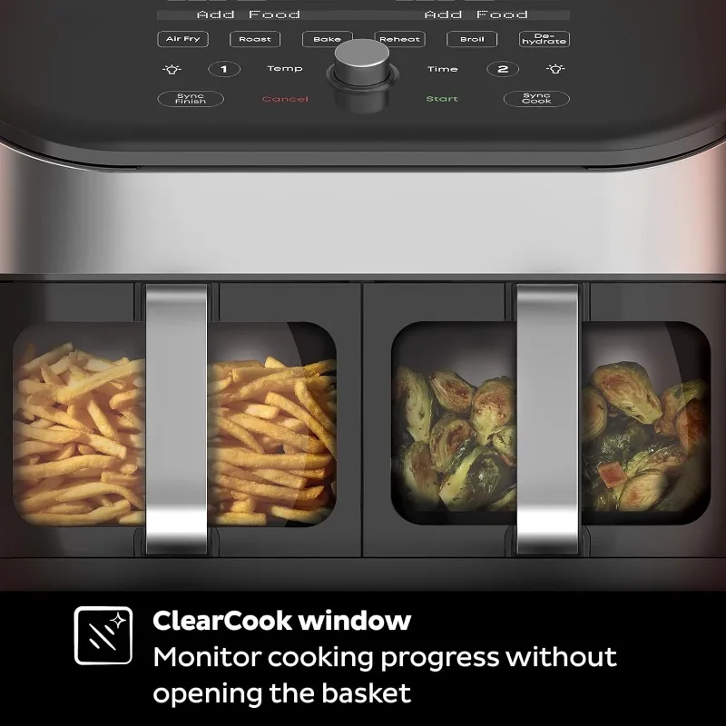 Instant Pot Vortex Plus XL 8QT ClearCook Air Fryer, Clear Windows & Custom Program Options,8-in-1 Functions that Crisps,Broils