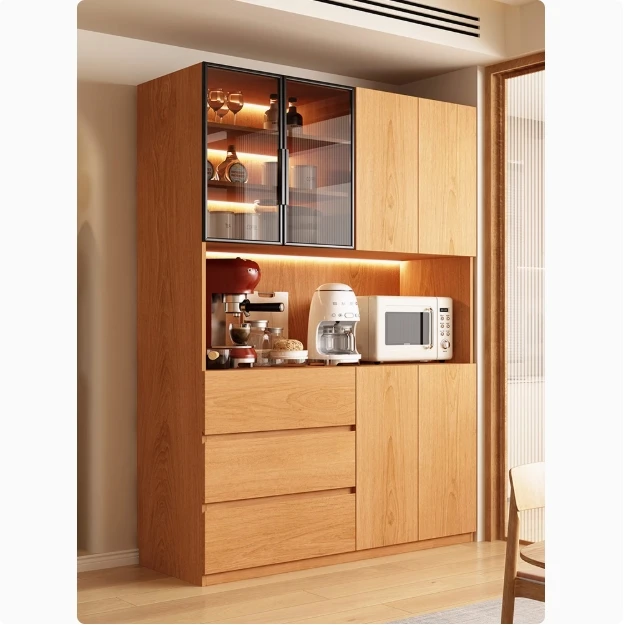 Household Wooden Pantry Buffet Cabinet Freestanding High Kitchen Cabinet with Storage