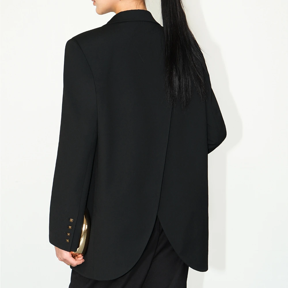 TWOTWINSTYLE Solid Loose Spliced Single Breasted Blazer for Women Notched Long Sleeve Patchwork Pockets Coat Female Clothing New