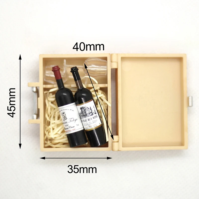 1:12 Dollhouse Miniature Red Wine Box Red Wine Bottle And Wine Glass Simulation Furniture Model Doll House Pretend Play Toys