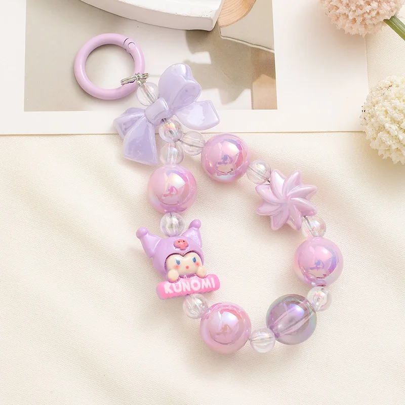 Cute Sanrio Melody Cinnamorol Hello Kitty Kuromi  Acrylic Keychain Hand Chain Phone Chain  Phone Accessories Jewelry accessories