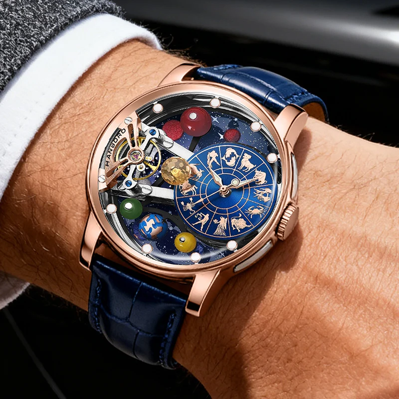 Starry Sky Watch Men's Skeleton Automatic Mechanical Luxury Constellation Stainless Steel Stereoscopic Night Light Waterproof view 2