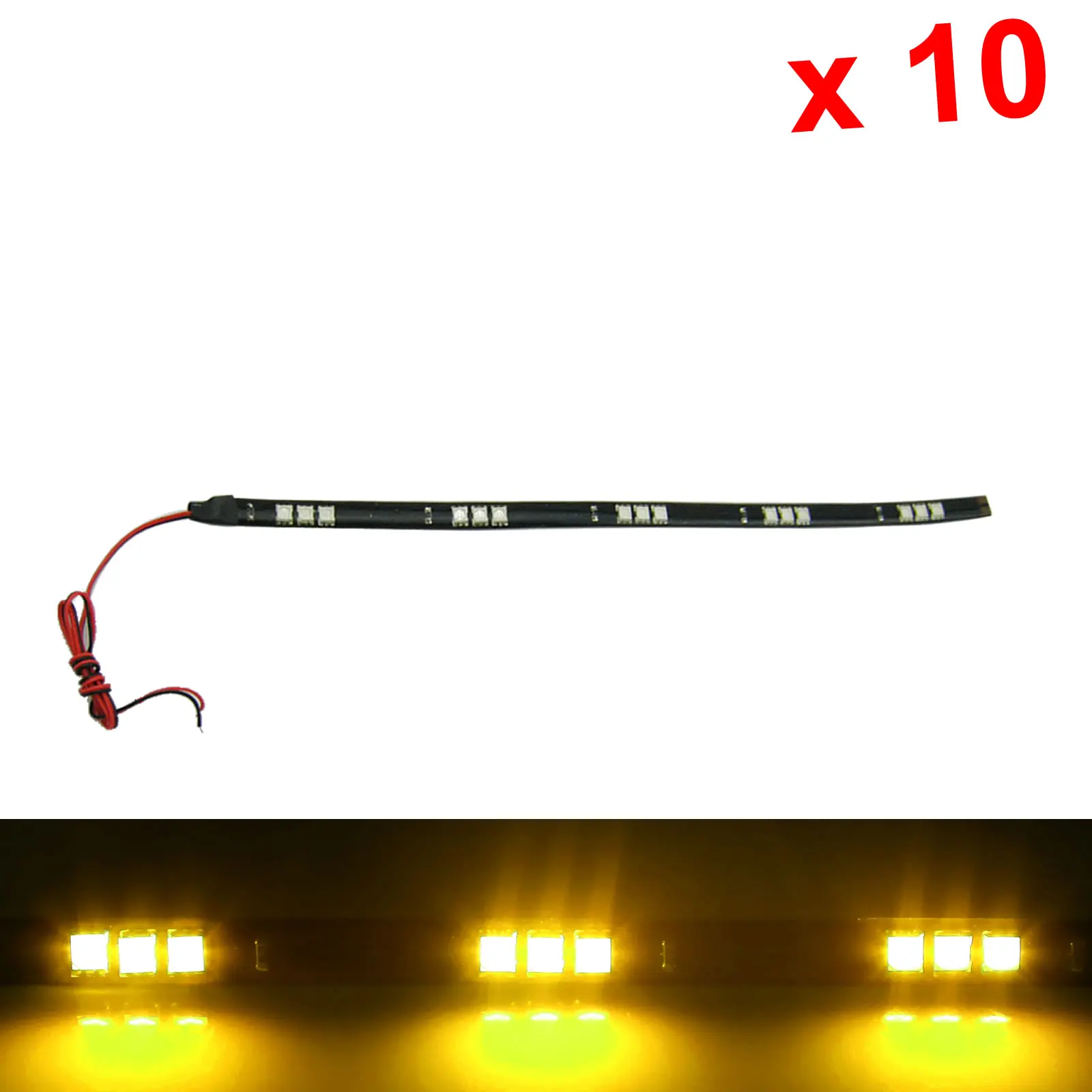 10x Yellow Flexible Strip Light 30CM 1FT 12' Waterproof 15 5050 SMD LED M003-Y