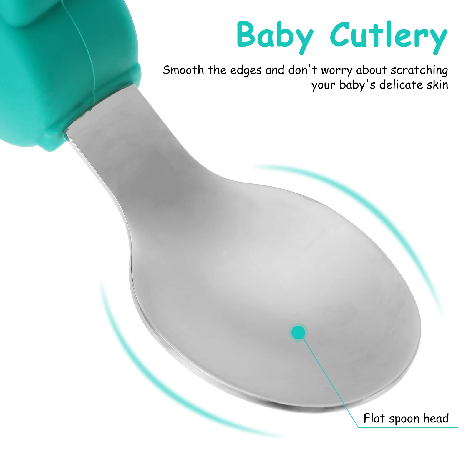 

Teething Weaning Essentials Silicone Fork Spoon Set Serving Utensils Stainless Steel Newborn