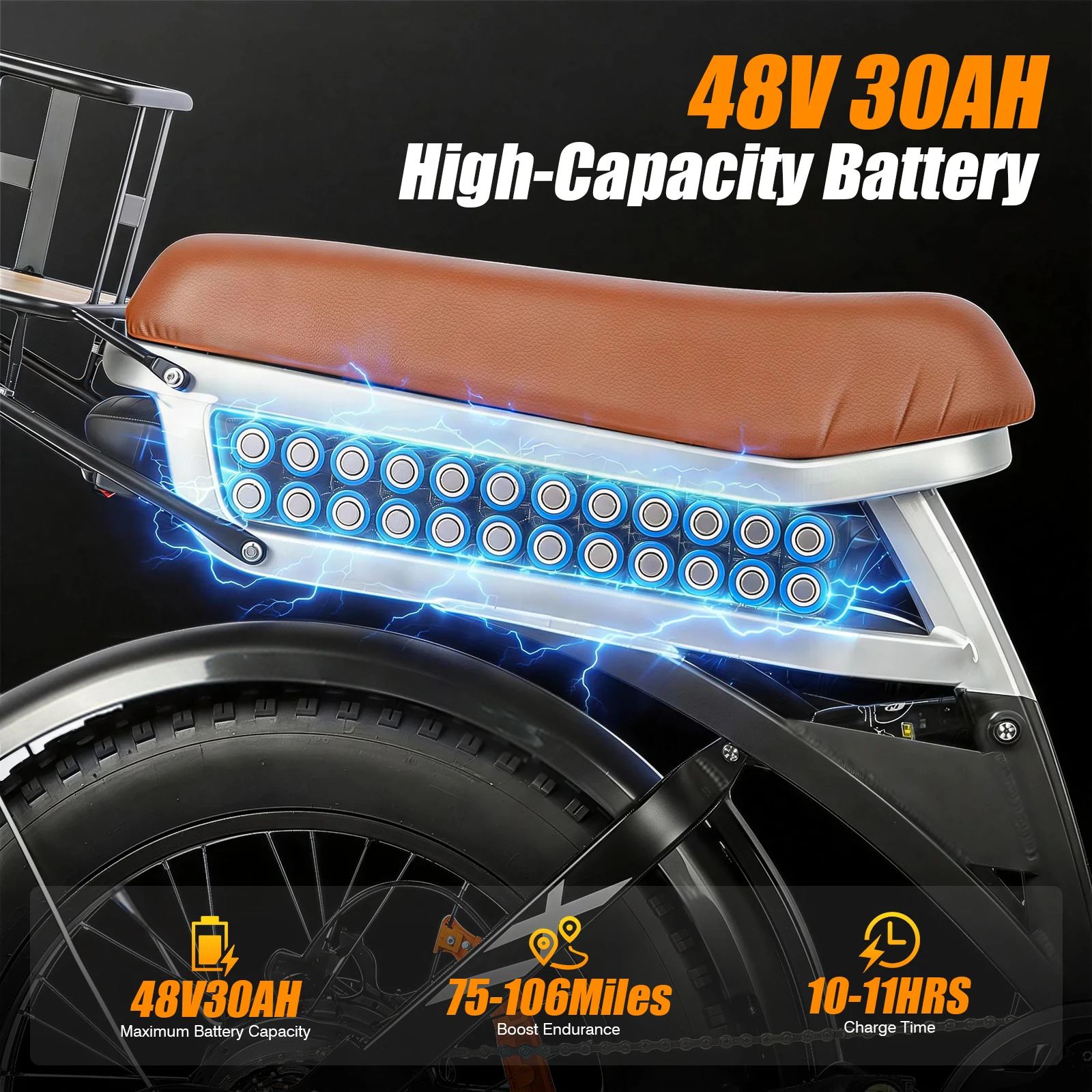 Bicicleta Elétrica Todo-Terreno 2000W, Bicicleta Elétrica de Montanha 48V30AH, 35MPH, 106 Milhas por Hora, E-Bike 20''x4'', Capacidade de Carga de 400lbs