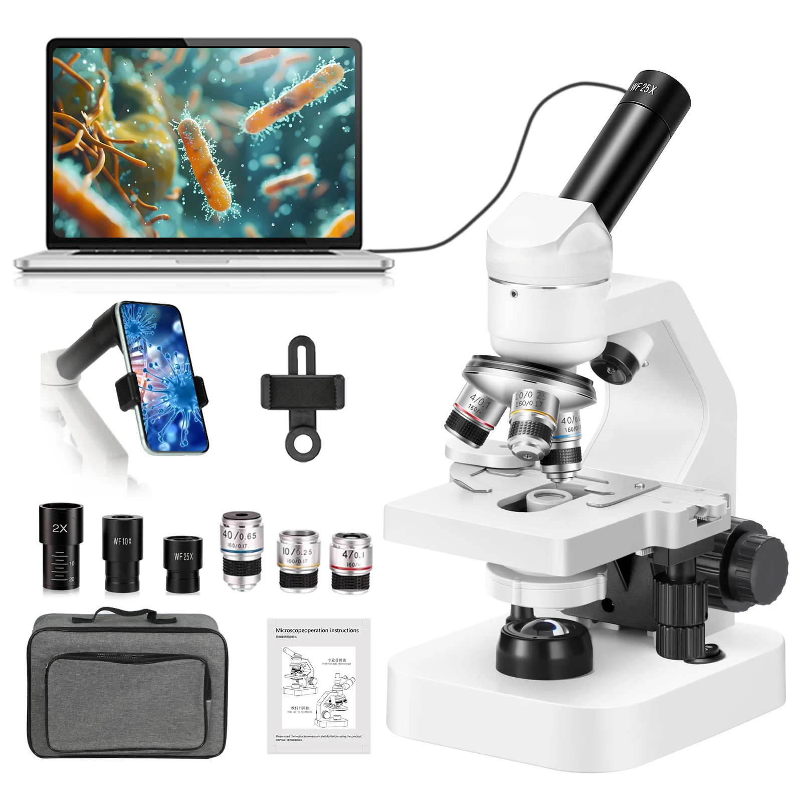 Used for observing bacteria, specifically designed for student biology laboratories, high-definition monocular microscope