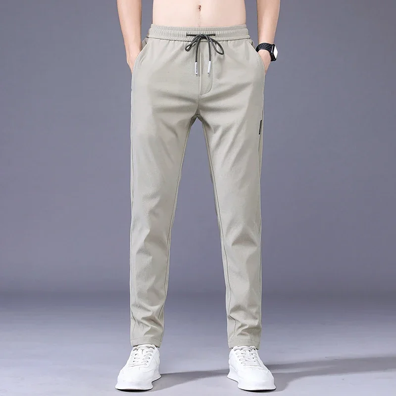 

New Spring/Summer Men's Casual Pants Slim Fit Straight Leg Fashion Elastic Versatile Jogging Pants