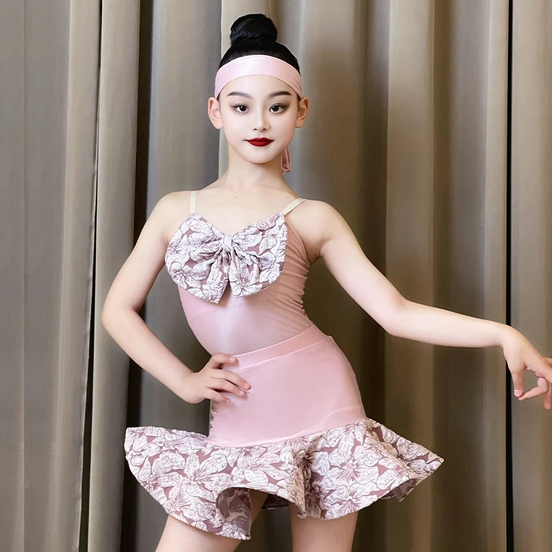 تنورة رقص لاتينية مخصصة للفتيات، أزياء مسرحية، مجموعة فساتين مسابقة قاعة الرقص للنساء