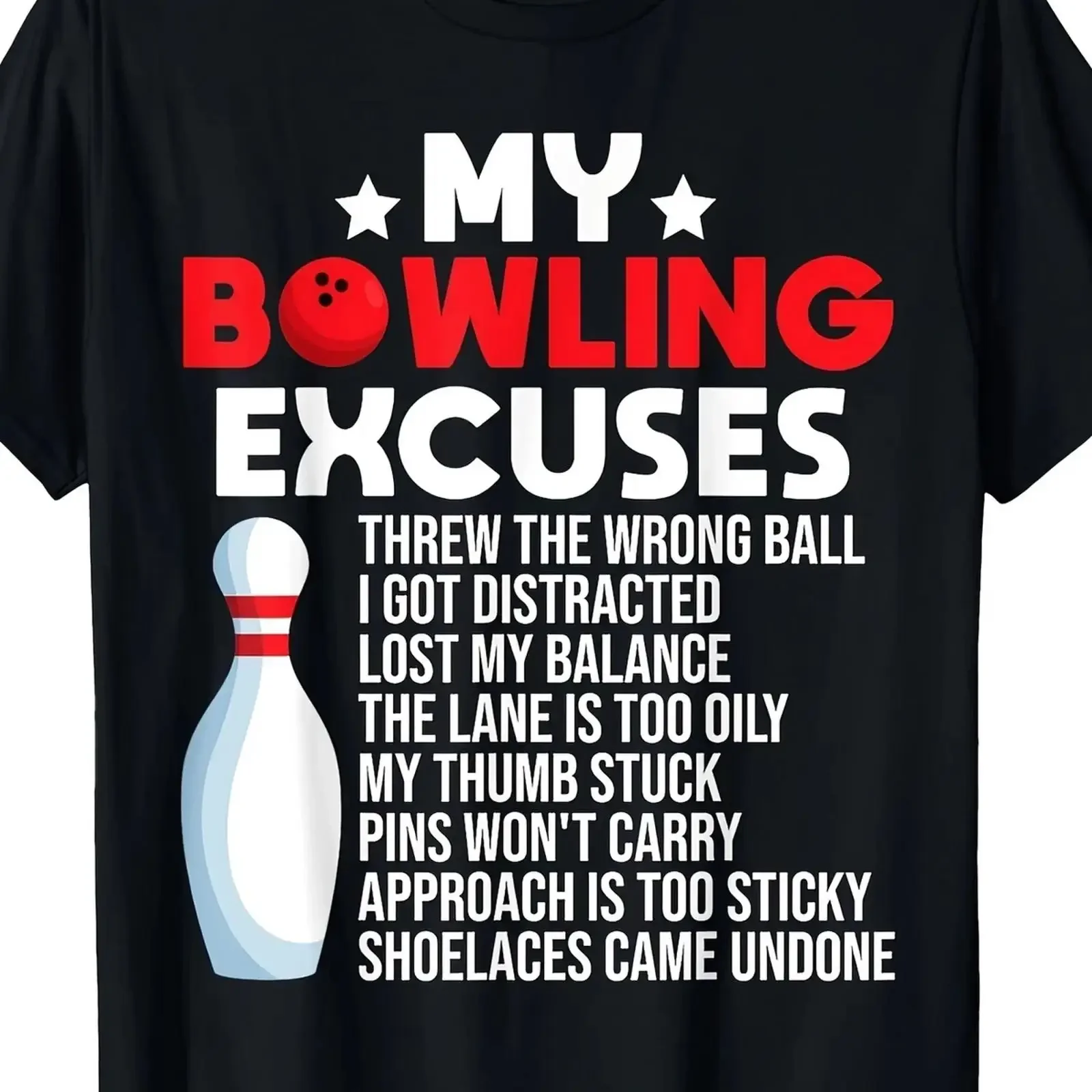Comfortable and Breathable Bowling Funny Excuse T shirt Quality Materials Outd vintage Washed graphic Casual Stylish homme