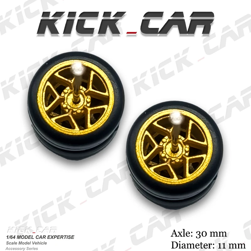 

1/64 Wheels with Rubber Tires Pentagram Refitting Parts for Diecast Model Car Hot Wheels Mainline Matchbox Tomica D:11mm 1 Set