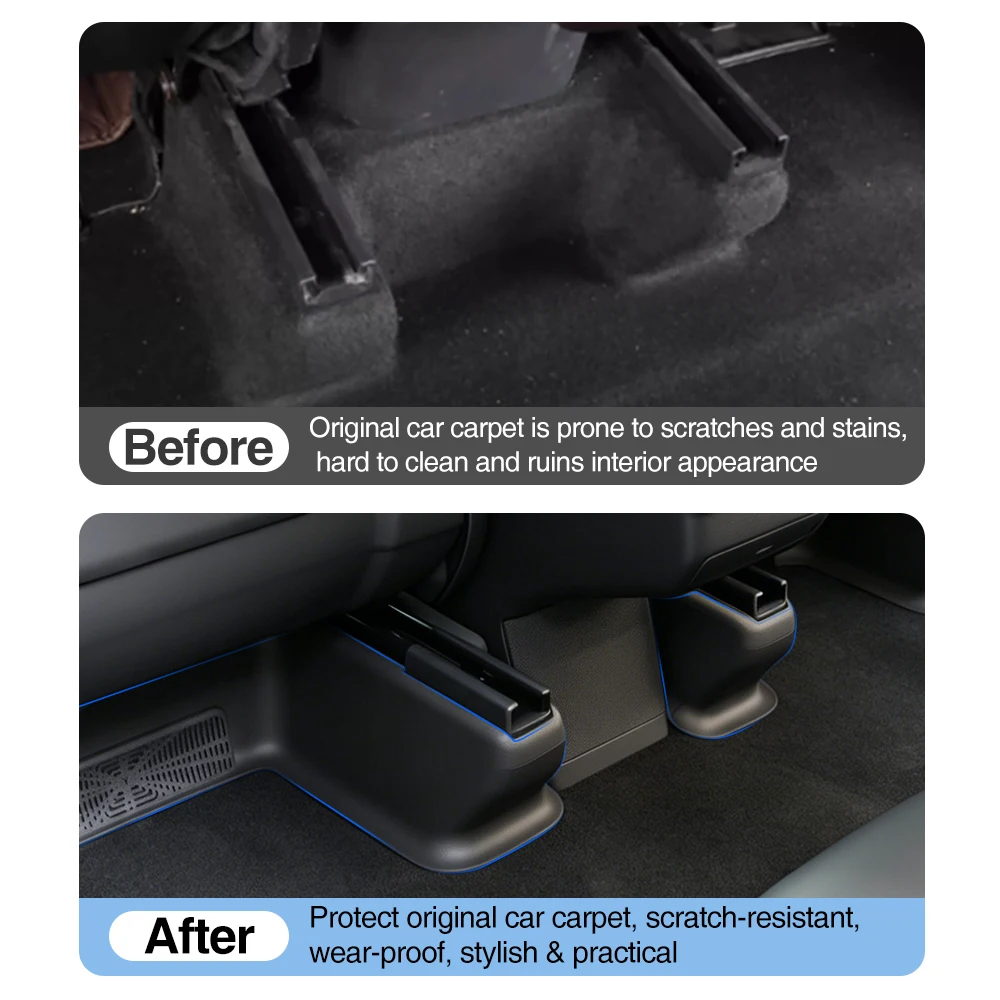 TPE Under Seat Full Wrap Corner Guards For Tesla Model Y Premium L 2025 2026 Seat Track Carpet Anti-Scratch Protector Cover