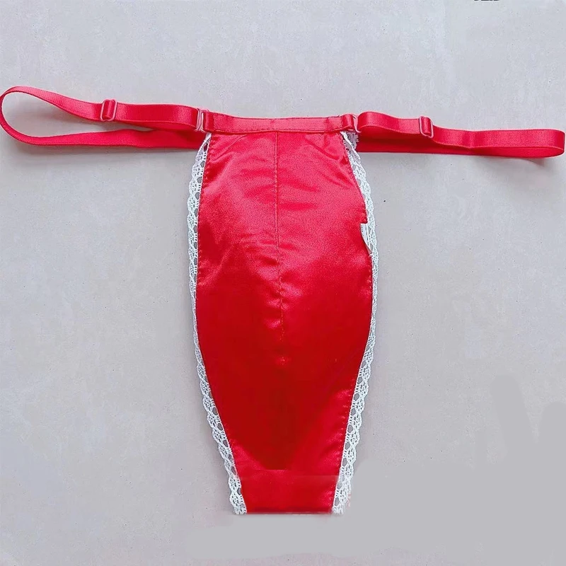 Calzoncillos para hombre hechos a mano, rojo, azul, sedoso, con espalda en T, espectáculo en vivo, Club, DJ, Bar, disfraces sexys, fiesta FKK