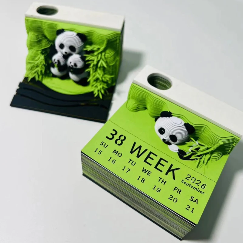 Contemporary 2026 Desk Calendar 3D Paper Carving Time Piece with Delicate Tear-away Memo Pad for Housewarming Christmas