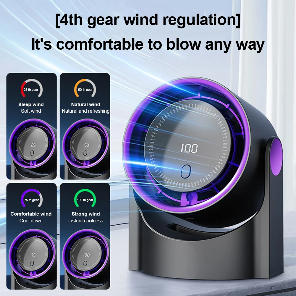 

Portable Bladeless Fan with 100 Speed Settings USB Rechargeable Silent Cooling for Home Office and Outdoor Use
