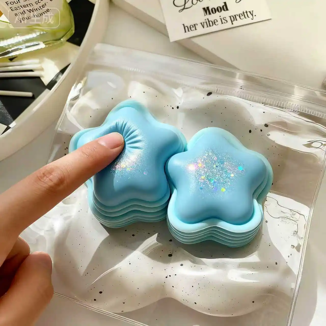 ZOCO Squeezing Blue Star Ultra Soft Pinch Toy Fun Stress Relieving Fingertip Top Soothing Anxiety Emotions (Ideal Holiday Gift)