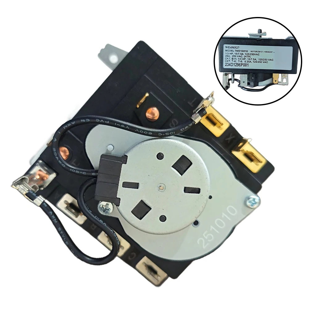 For GE Dryer Timer WE4M527 TMD16M10 234D1296P001 Compatible with Multiple For GE Electric Clothes Dryer Models