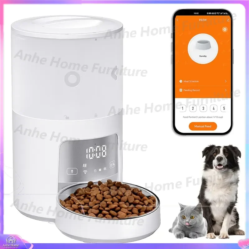 Smart Automatic Pet Feeder 3L WiFi App Control LCD Screen Timer Programmable Food Dispenser for Cats Dogs Portable Plastic