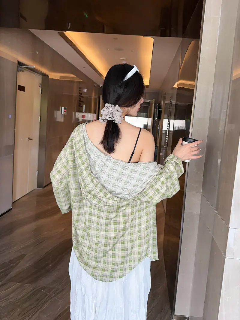 Women's Rayon-Cotton Beach Cover-Up Hooded Cardigan   Summer Loose Long Sleeve Sun Protection Top
