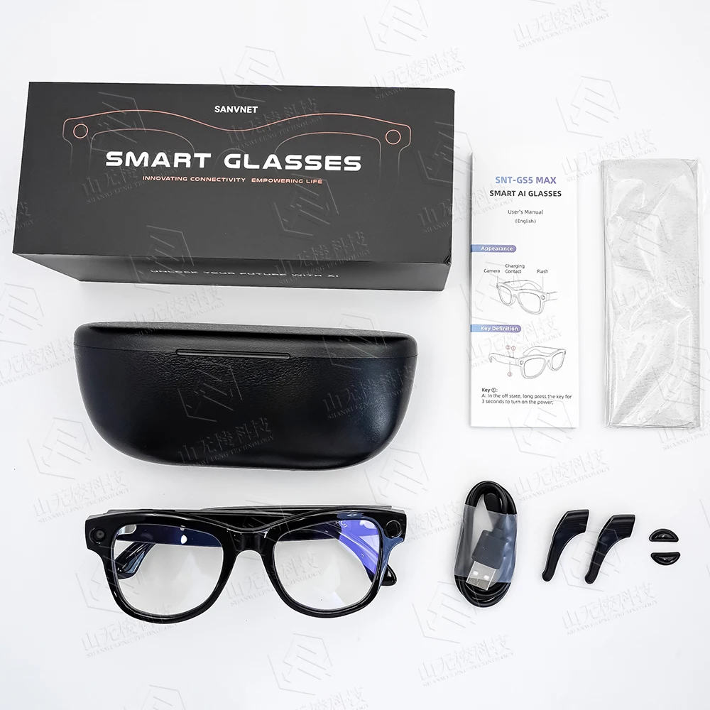 

GS5 Max Smart Glasses with Charging Case 8MP Wi-Fi Transfer AI Translation Men Sport Smart Wearable Headset