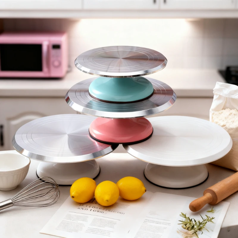 

10/12Inch Pastry Turntable Cake Stand Aluminum Alloy Professional Pastry Rotating Tray and Pastry Accessories Decoration Tool