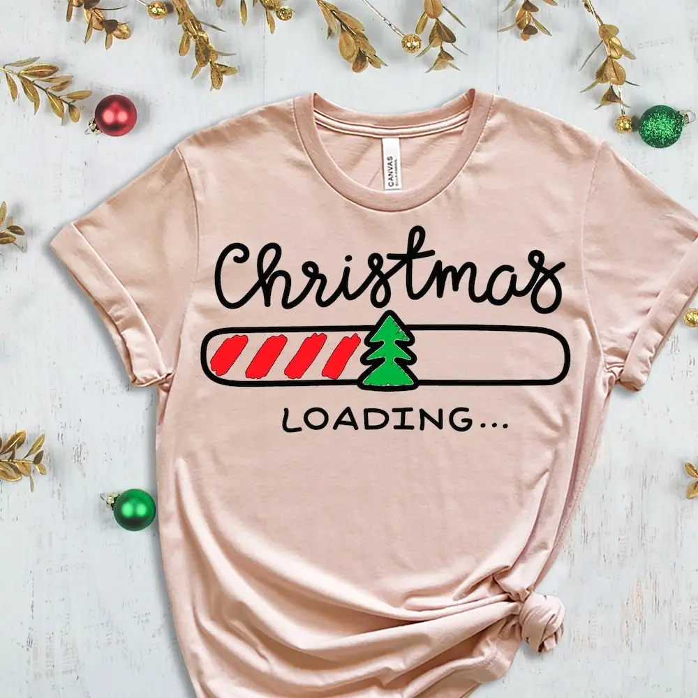 

Christmas Loading T Shirt Funny Matching Family Cute Xmas Apparel Holiday