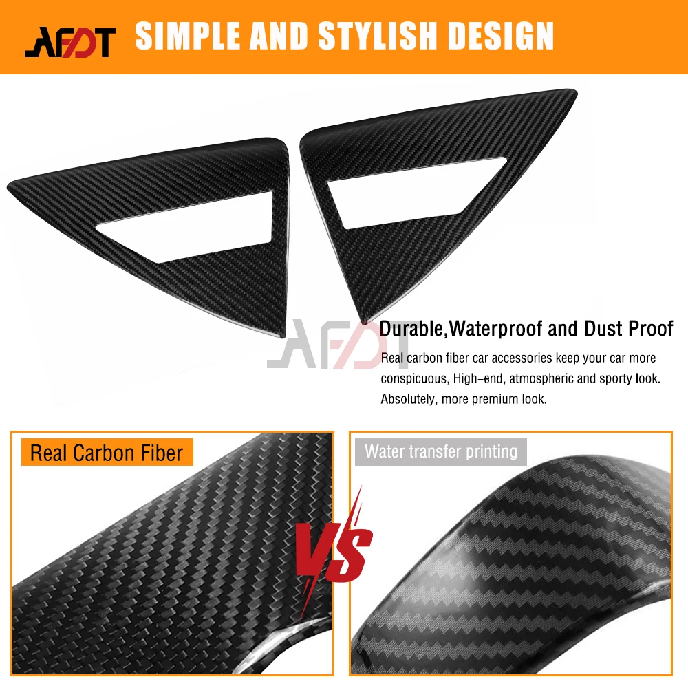 AFDT 2Pcs Carbon Fiber Exterior Car Rear Charging Port Panel Cover Trim Accessories For Tesla Model 3 Highland 2023 2024