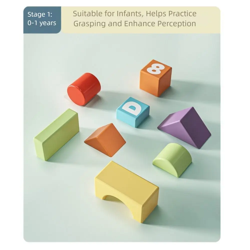 Bloques de construcción de madera para aprendizaje temprano con caja de almacenamiento, figura creativa educativa temprana, iluminación apilable