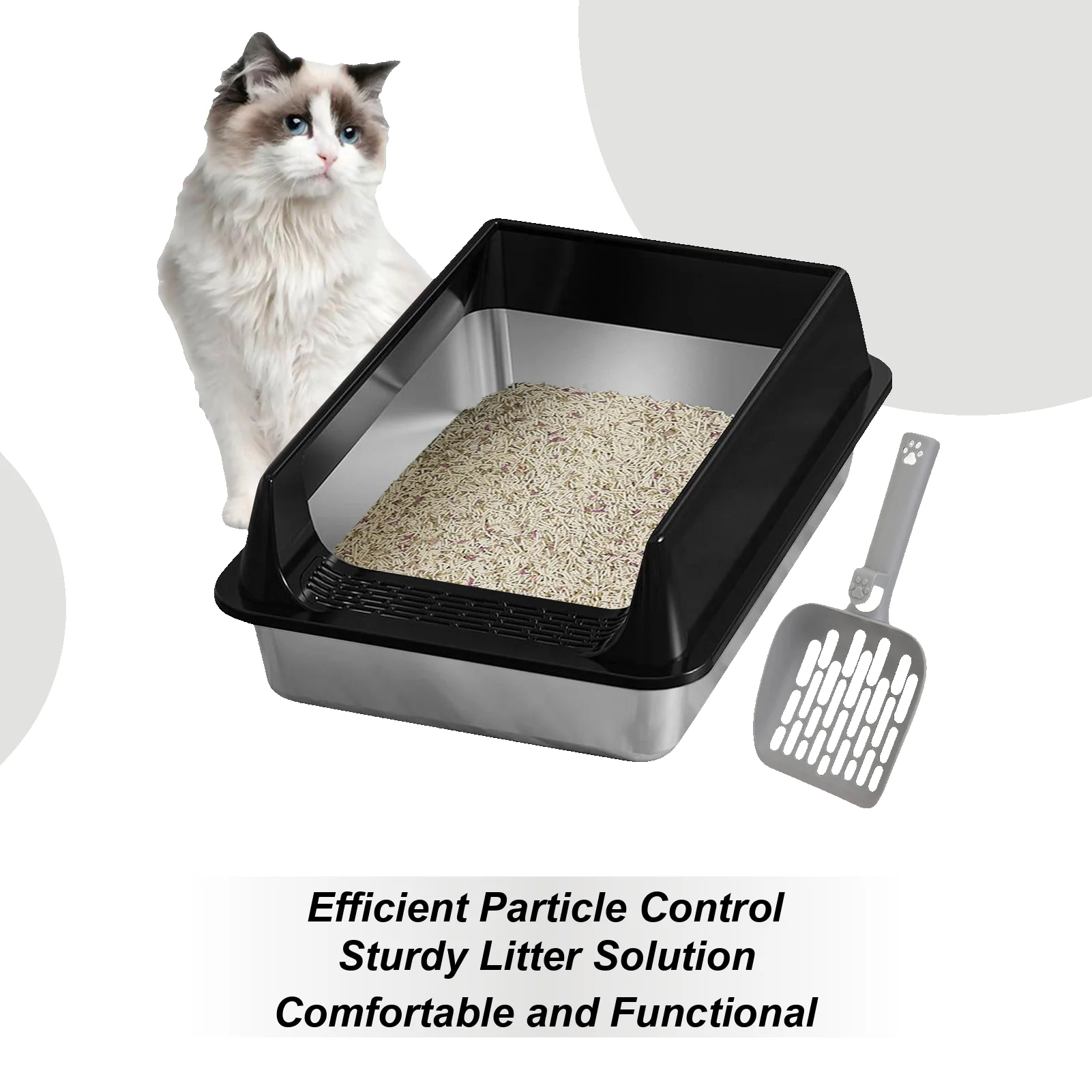 

Cat Litter Boxes Stainless Steel Kitten Litter Box Splash-Proof With Scoop Anti-Urine Leakage Pet Supplies For Small Medium Cat