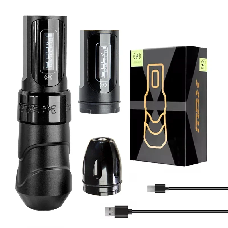 Pluma de máquina de tatuaje Pmu de carrera ajustable de alta velocidad con pantalla LED inalámbrica profesional con batería de litio y largo tiempo de funcionamiento