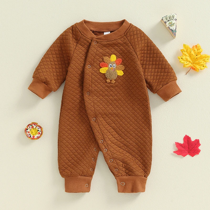 Newborn Baby Boy Girl Halloween Outfit Pumpkin Turkey Long Sleeve Romper Jumpsuit Baby Thanksgiving Fall Clothes