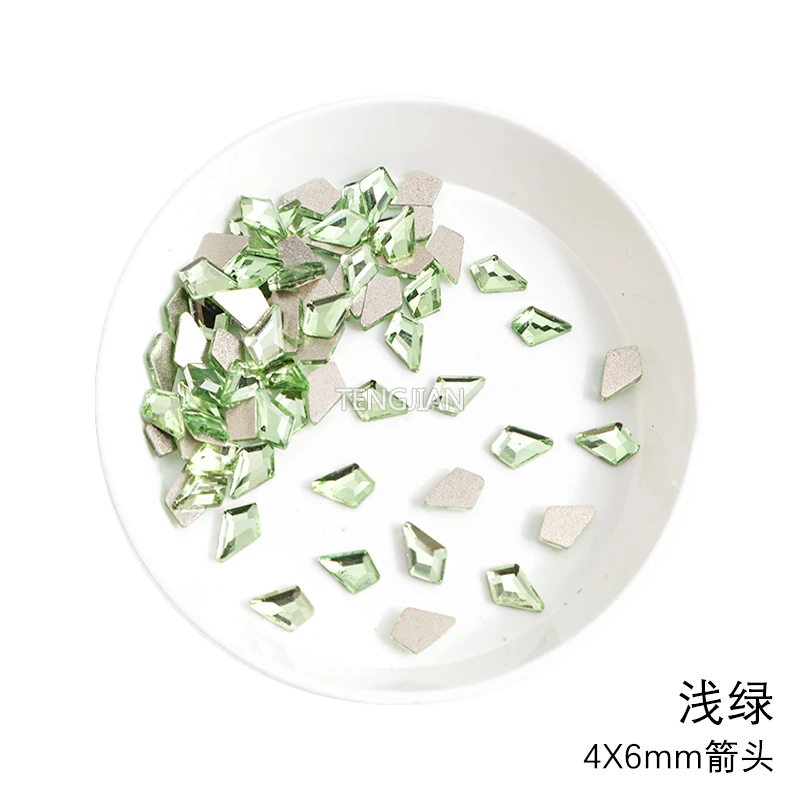 Arrow 4X6MM Beautiful Glass Crystals Flat Back Nail Art Rhinestones 12Color 3D DIY Manicure Decorations Diamond 100Pcs