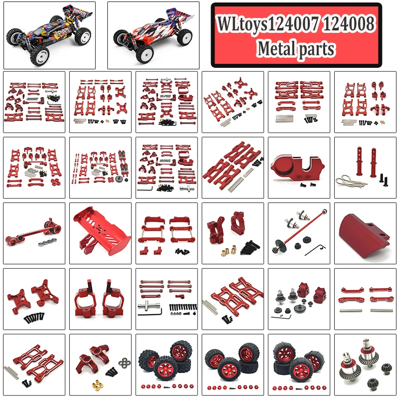 

WLtoys 124007 124008 Remote Control Vehicle Metal Upgrade Accessories: Front and Rear Links,C Base,Full Vehicle Upgrade Kit