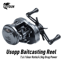 Leydun Usopp Baitcasting Reels 7.6:1 Gear Ratio 125g Ultralight 4.5kg Drag Power Bait Casting Fishing Reel Baitcaster Tackle