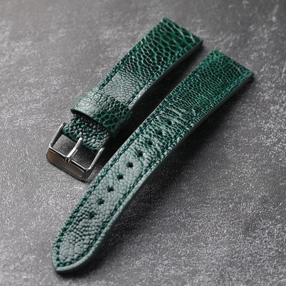 Raystray Premium echtes Leder handgefertigtes Straußenfußleder 18 19 20 21 22 mm braun grün echtes Leder Vintage Herrenarmband Vintage 7