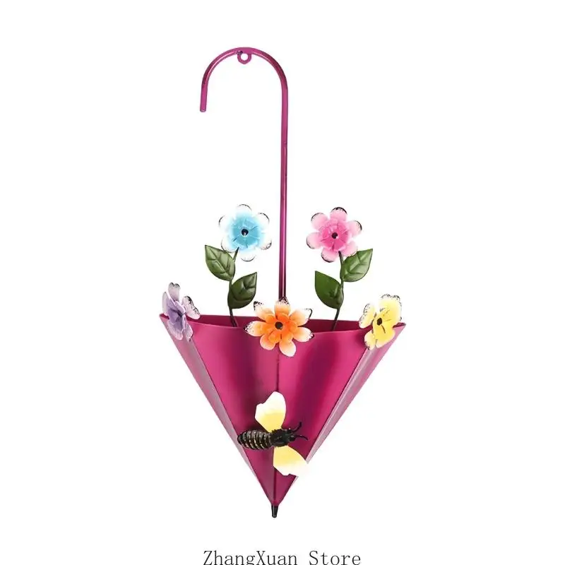 Metall-Blumenkorbhalter mit oberer Schlaufe, offenem Rahmen für Garten, Balkon, Innenbereich, tägliches Zuhause – Detail 5
