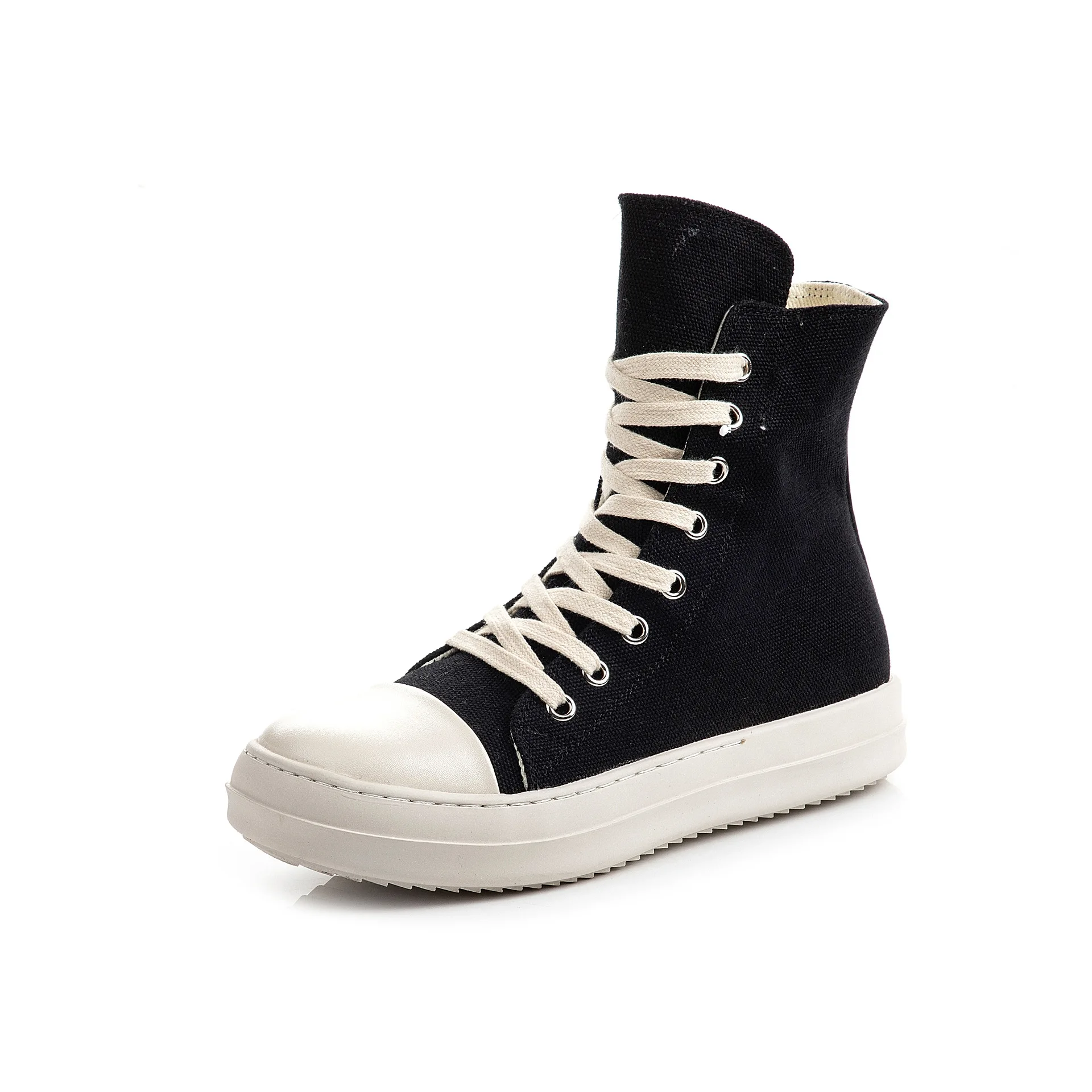 Women Shoes Men Canvas Casual Luxury Brand Trainers Lace-up Zipper Plats Black Shoes Gothic Owen High To Ankle Boots Men Shoes