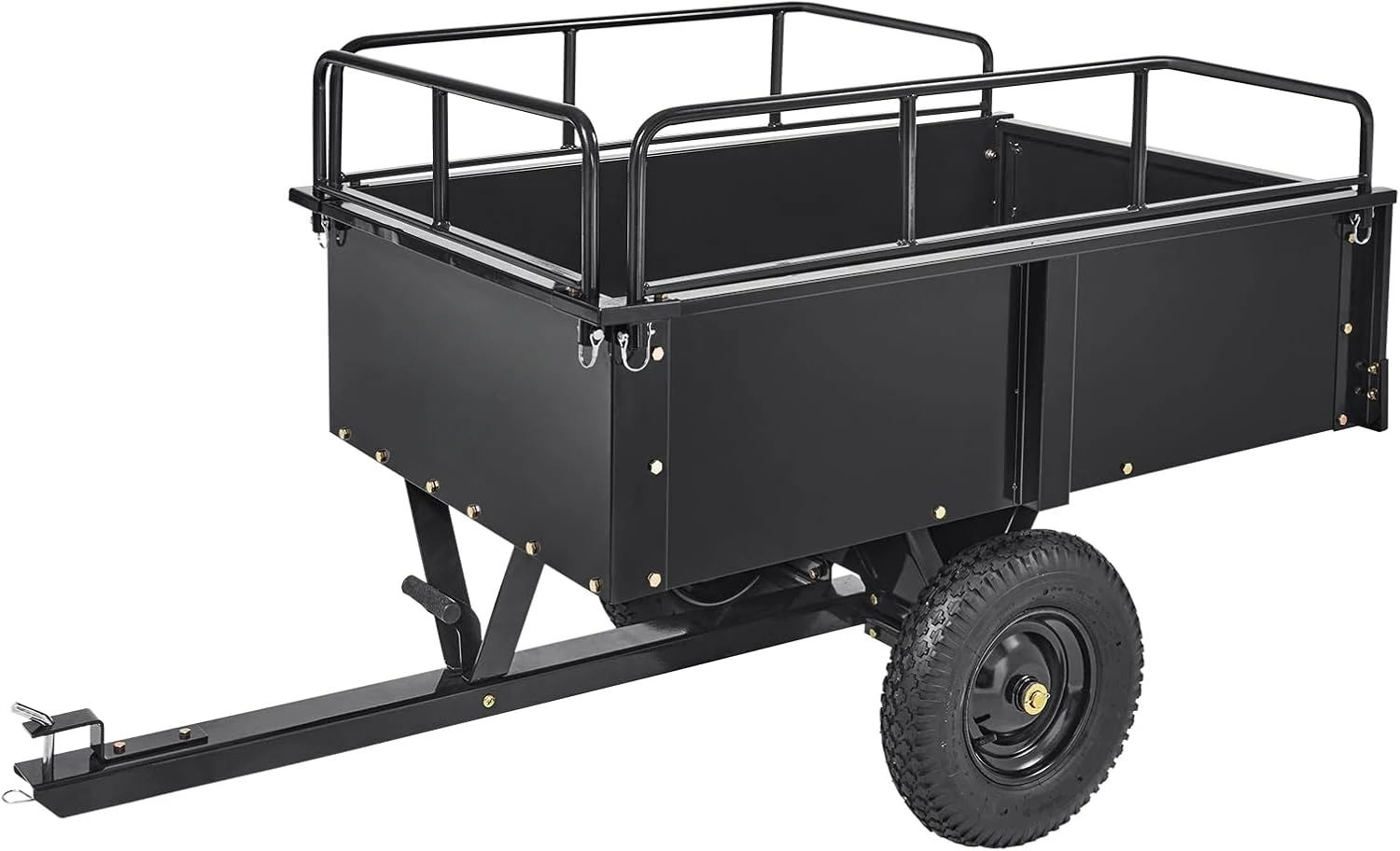 

Heavy Duty ATV Trailer Steel Dump Cart Tow Behind, 750 lbs 15 Cubic Feet, Garden Utility Trailer Yard Trailers