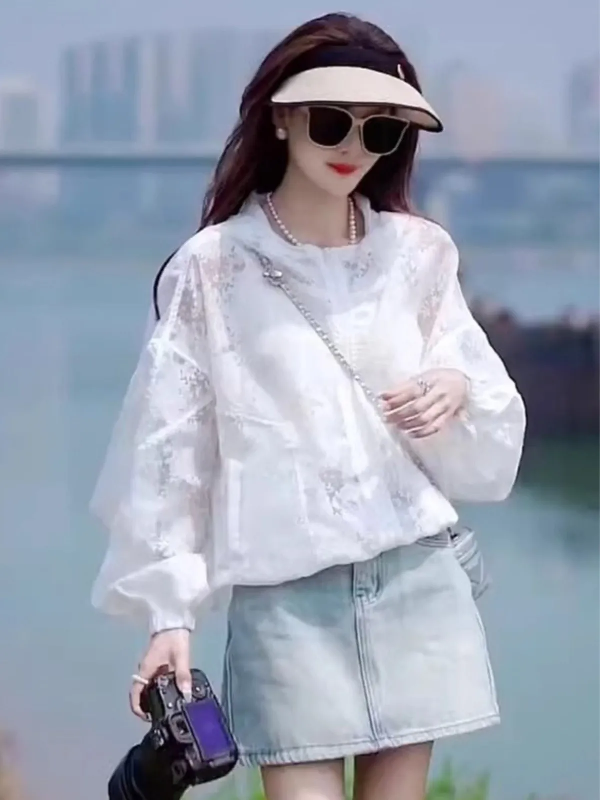 

New Chinese Style Short Hooded Women's Sun Protection Outerwear Thin Loose Top Small Size Friendly Fashionable Outerwear