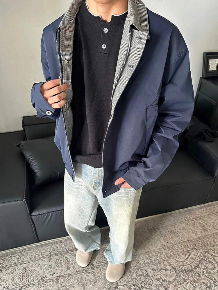 

ort клетчатая лоскутная бейсбольная куртка мужская Jaet Cleanfit поддельное двухсекционное летное пальто ретро ветровка весенне-осенняя верхняя одежда