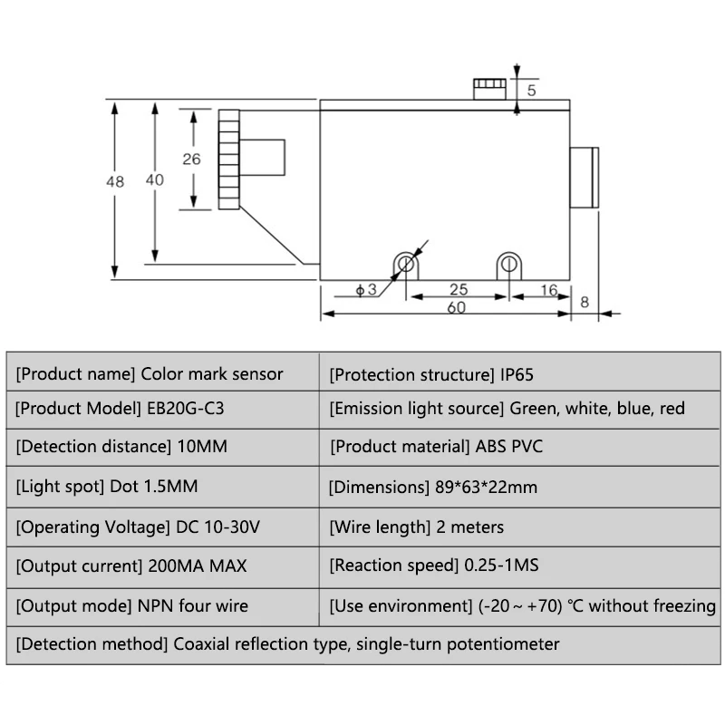 Imagem -04 - Interruptor Fotoelétrico do Sensor para o Bolsa Que Faz a Máquina Cor Marca Detectando a Distância Nonc Ks-c2 10 mm 10 V30v dc