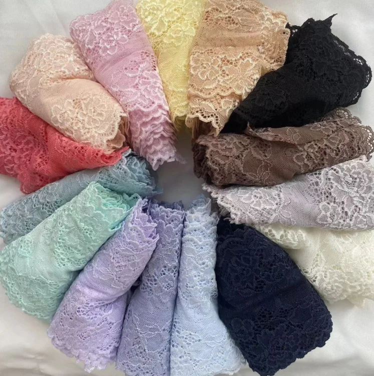 2 Meters Colorful Handmade Clothing Decoration Soft Elastic Stretchy Lace Trim for Underwear Wedding Dress Skirt Lace Trim 13cm