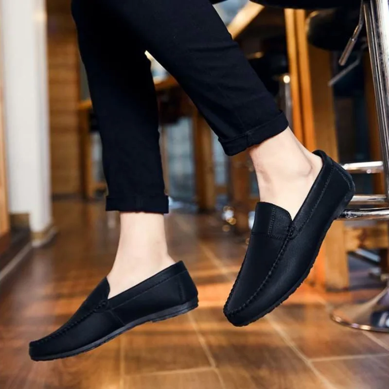 

Round Toe Flat Male Casual Shoe Non Slip and Waterproof Men's Leather Shoes Legitimate Pu Adults Elegant High Quality Fashion