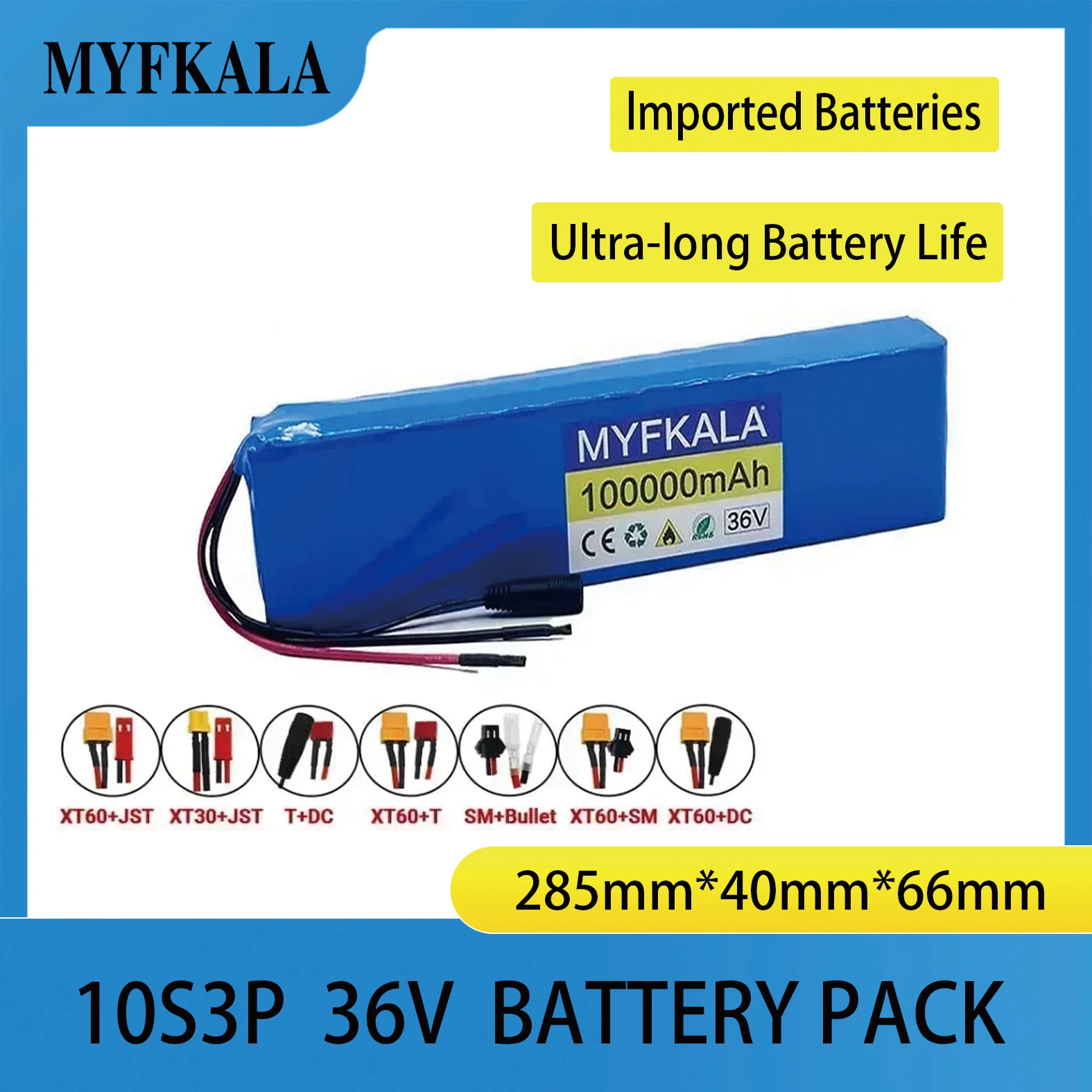 

36V 100Ah 18650 Rechargeable Lithium Battery Pack 10S3P 1000W Power Modified Bicycle Scooter Electric Vehicle with BMS