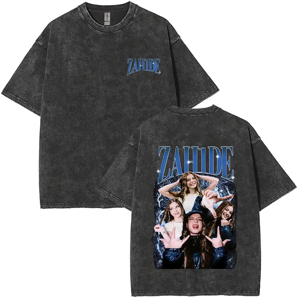 

Washed Vintage Zahide Merch Graphic Print T-shirt Men Women Fashion Hip Hop T Shirts Cotton Casual Oversized T-shirts Streetwear